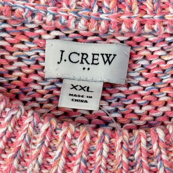 J. Crew Factory Pink Blue Cream Cotton Crewneck chunky Sweater XXL - Picture 3 of 5